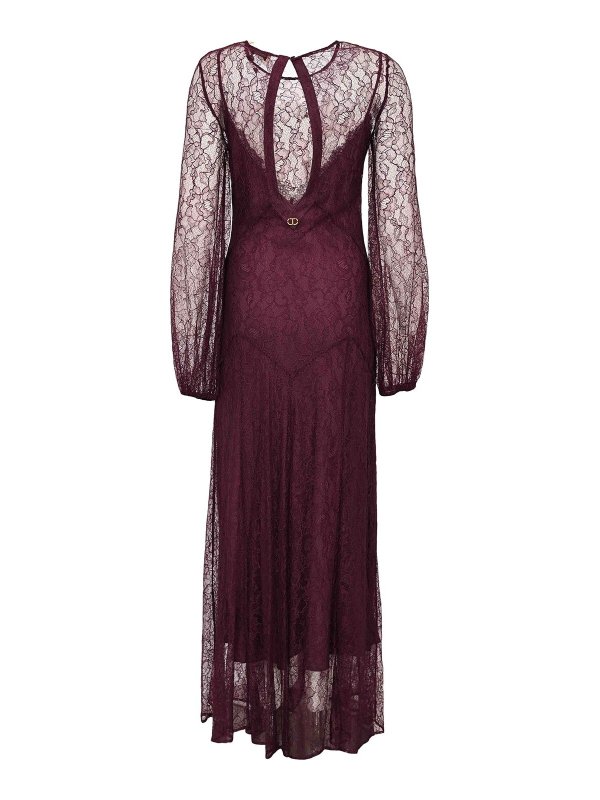 TWINSET: crew necks online - Long Dress In Lace And Viscose