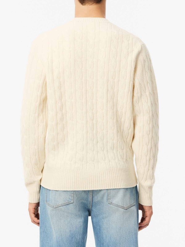 The Best Shops LACOSTE: crew necks - Cable-Knit Crew Neck In Carded Wool