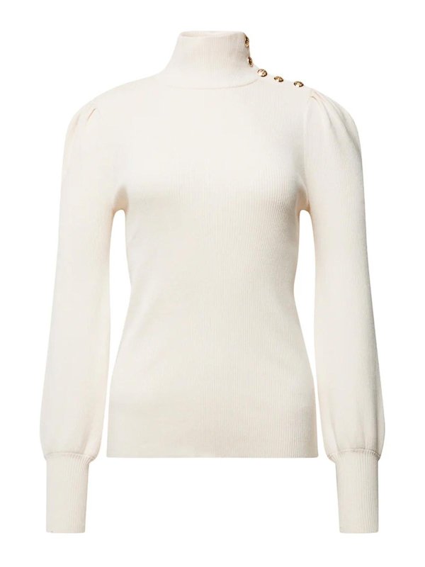 LAUREN RALPH LAUREN: Strickpullover mit Rundhalsausschnitt - Rundhalspullover - Creme