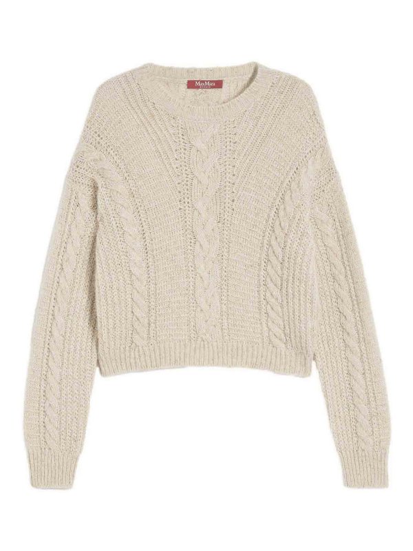 MAX MARA STUDIO: Strickpullover mit Rundhalsausschnitt - Rundhalspullover - Beige