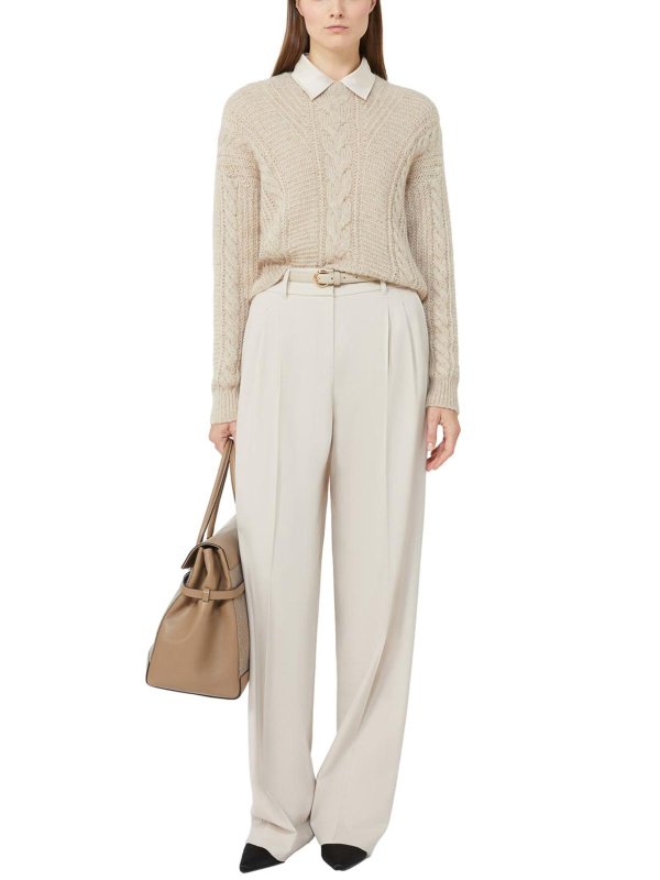 MAX MARA STUDIO: Strickpullover mit Rundhalsausschnitt online - Rundhalspullover - Beige