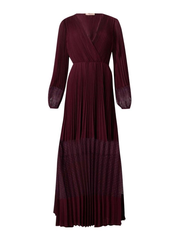 TWINSET: evening dresses - Pleated Georgette Long Dress