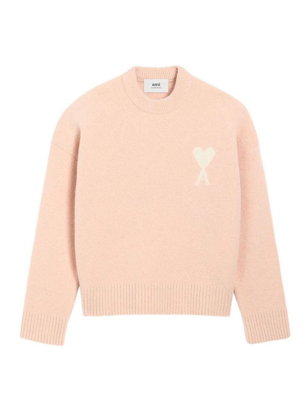 AMI PARIS: Strickpullover mit Rundhalsausschnitt - Rundhalspullover - Nude