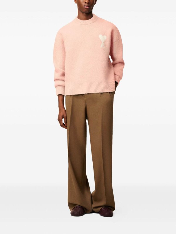 AMI PARIS: Strickpullover mit Rundhalsausschnitt online - Rundhalspullover - Nude