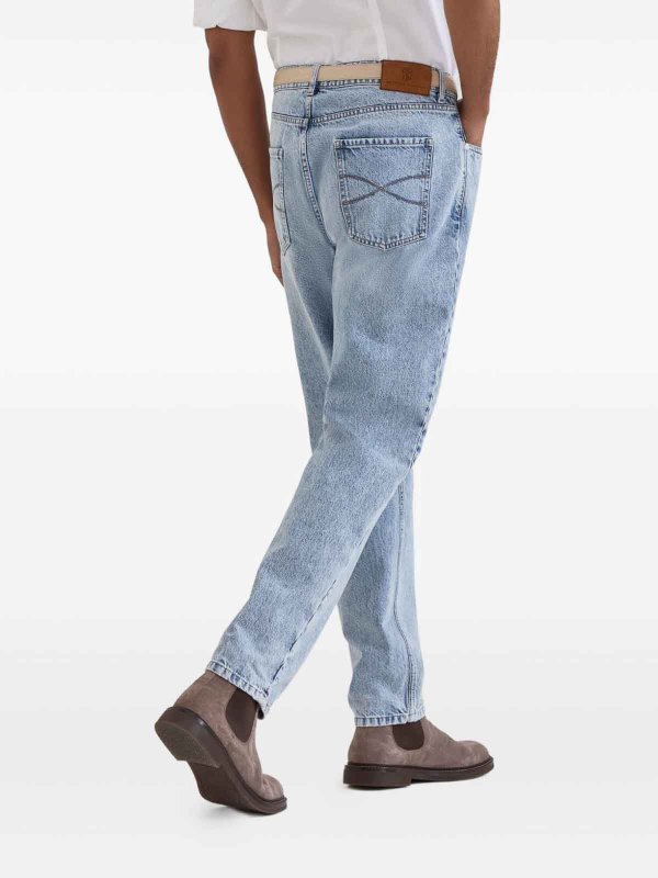 BRUNELLO CUCINELLI: straight leg jeans online - Jeans With Logo Application