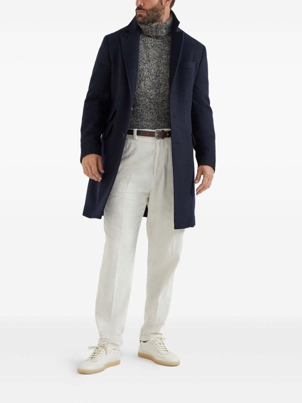 Knielanger Mantel - Blau shop online: BRUNELLO CUCINELLI
