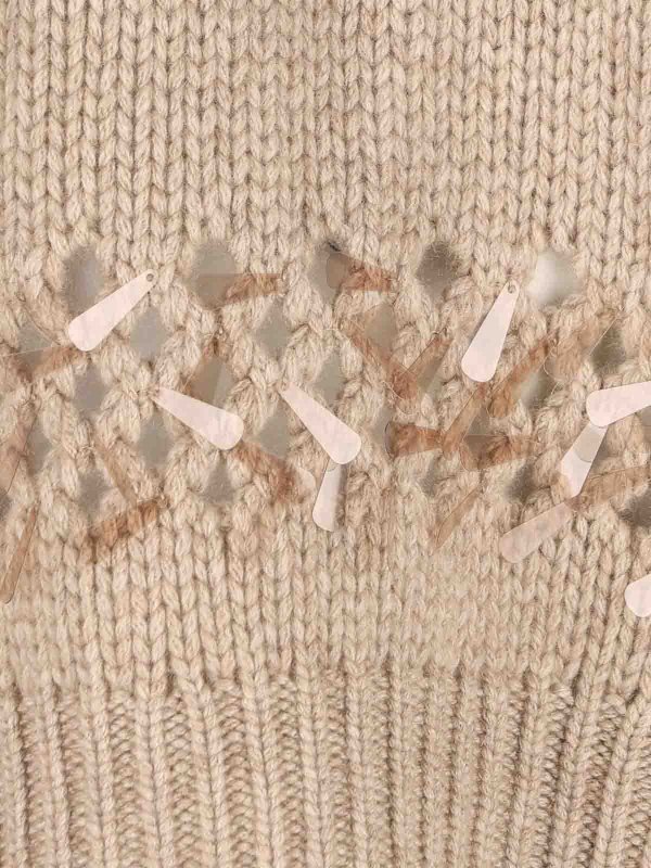 BRUNELLO CUCINELLI: Strickpullover mit Rundhalsausschnitt online - Rundhalspullover - Braun