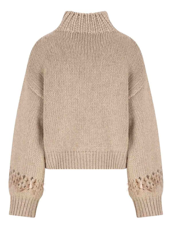 The Best Shops BRUNELLO CUCINELLI: Strickpullover mit Rundhalsausschnitt - Rundhalspullover - Braun