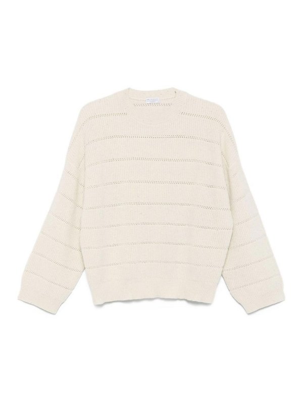 BRUNELLO CUCINELLI: Suéteres con cuello pico - Suéter Cuello Redondo - Beis