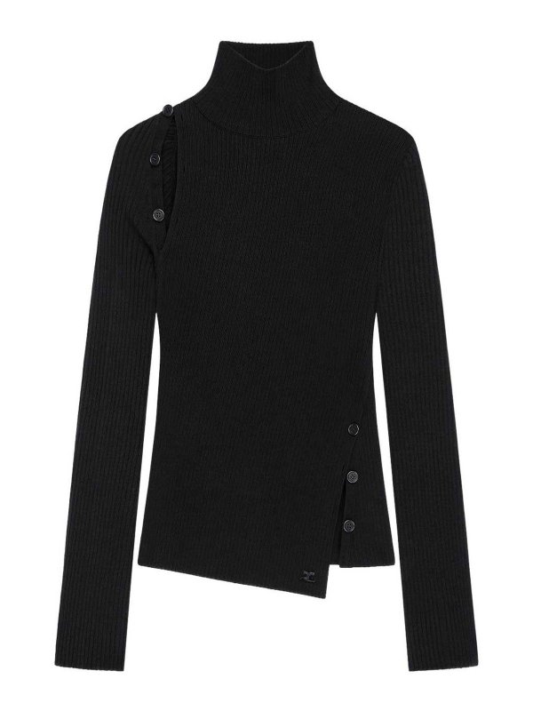 Courreges: Cuellos altos y polos - Suéter Con Cuello Alto - Negro