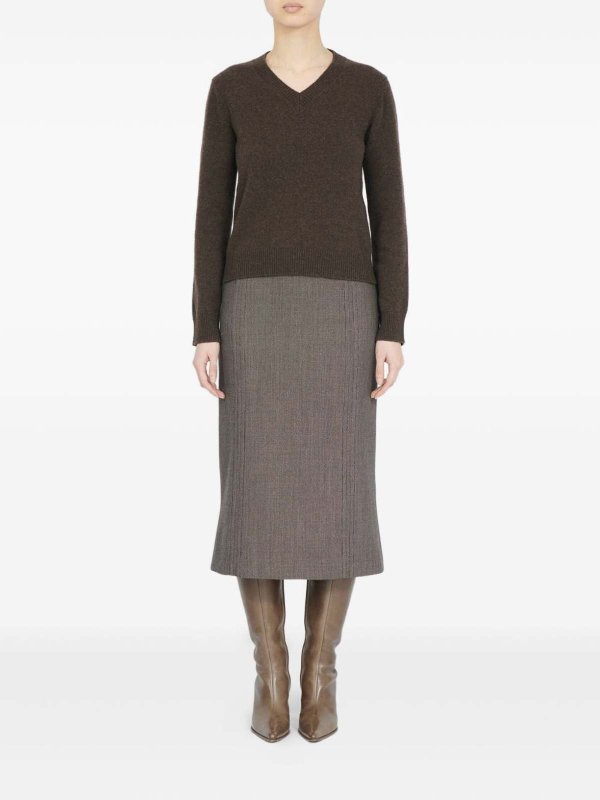 MM6 MAISON MARGIELA: Suéteres con cuello pico online - Suéter Con Cuello De Pico - Marrón