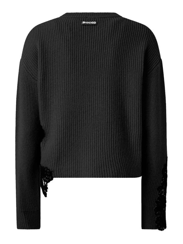 Pinko: Strickpullover mit Rundhalsausschnitt online - Rundhalspullover - Schwarz