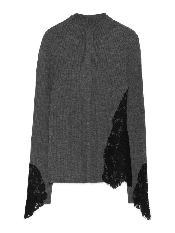 Pinko: Strickpullover mit Rundhalsausschnitt - Rundhalspullover - Grau