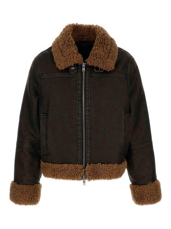 STAND STUDIO: Fur & Shearling Coats - Faux fur jacket with shearling trim