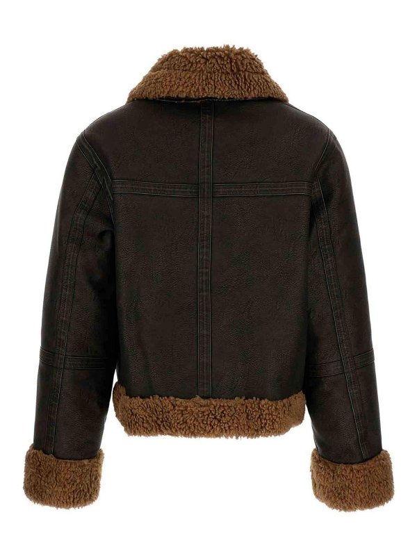 STAND STUDIO: Fur & Shearling Coats online - Faux fur jacket with shearling trim