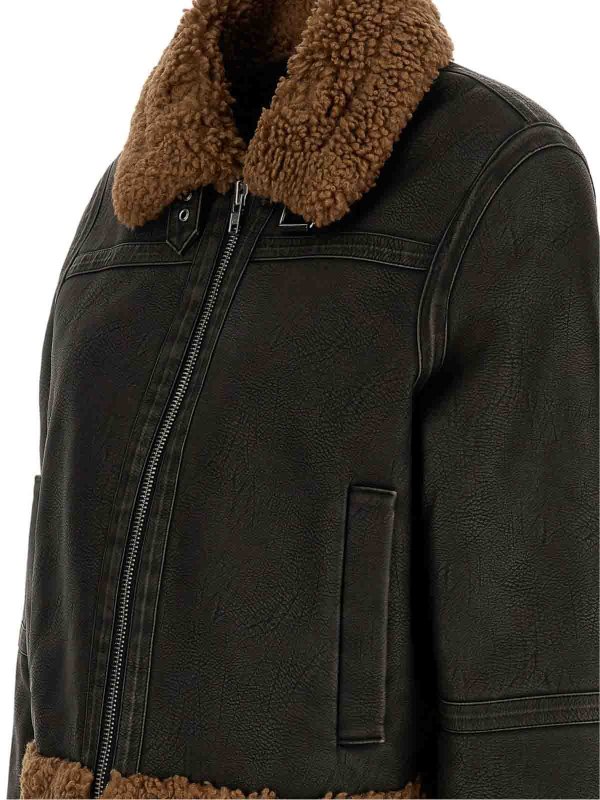 Faux fur jacket with shearling trim shop online: STAND STUDIO