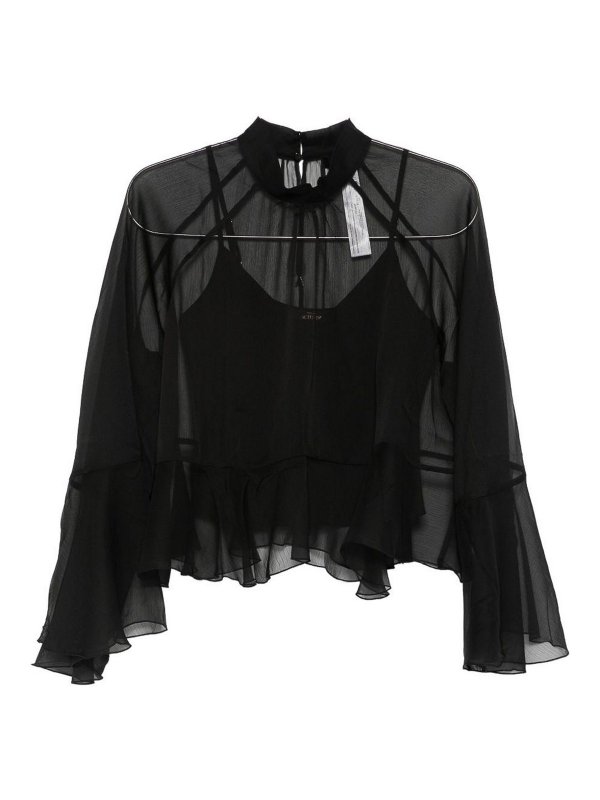 TWINSET: Tops & Tank tops - High Neck Top With Ruffles