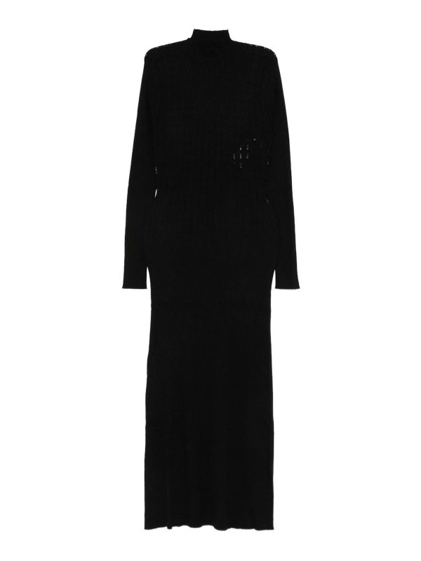 TWINSET: knee length dresses - High Neck Ribbed Dress