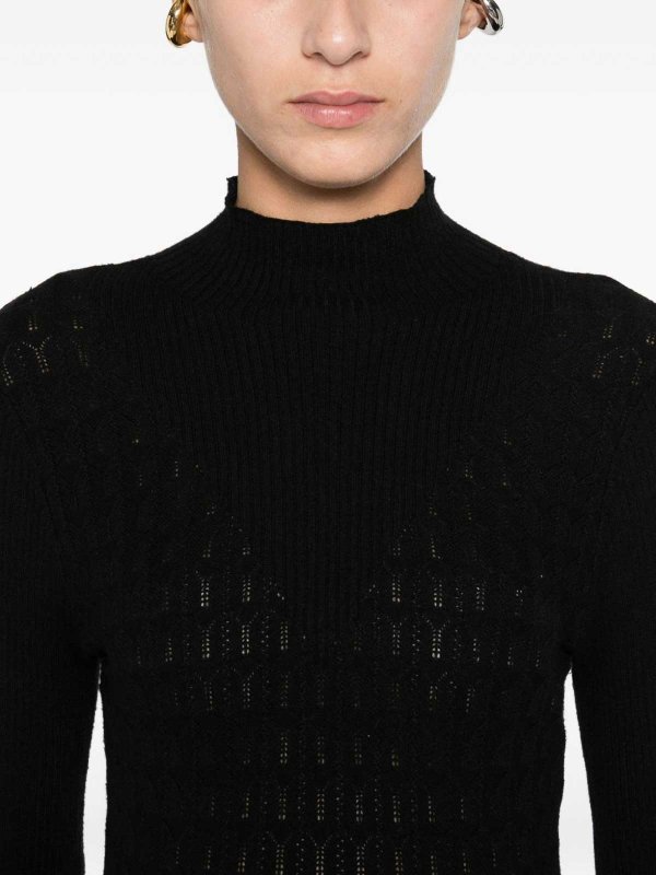 TWINSET: knee length dresses online - High Neck Ribbed Dress