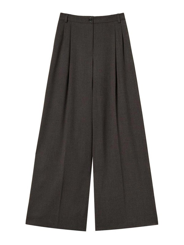 TWINSET: pantaloni casual - Pantaloni A Palazzo Con Pieghe