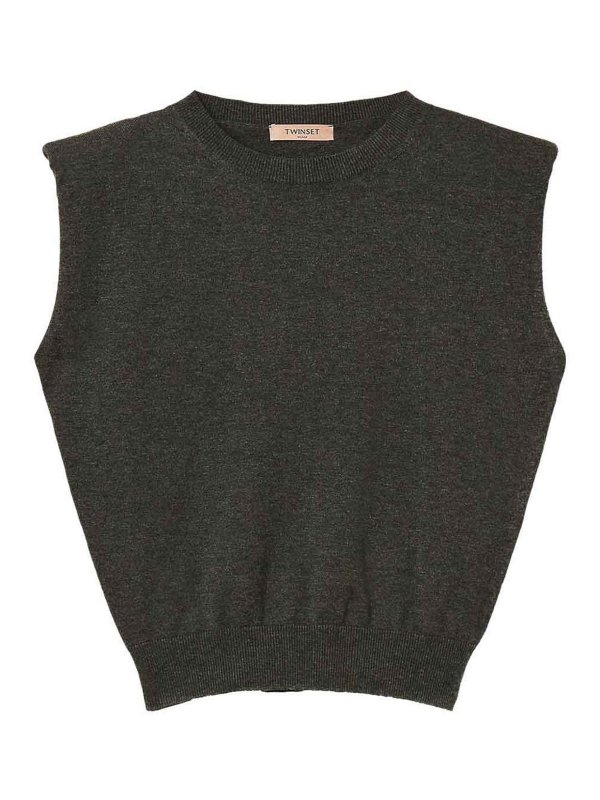 TWINSET: Chalecos  - Chaleco - Gris