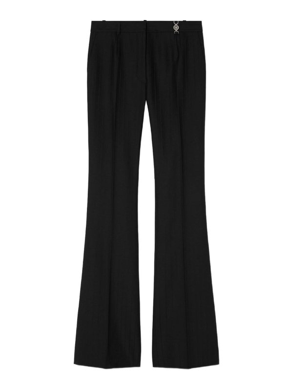 VERSACE: casual trousers - Flared Pinstripe Trousers