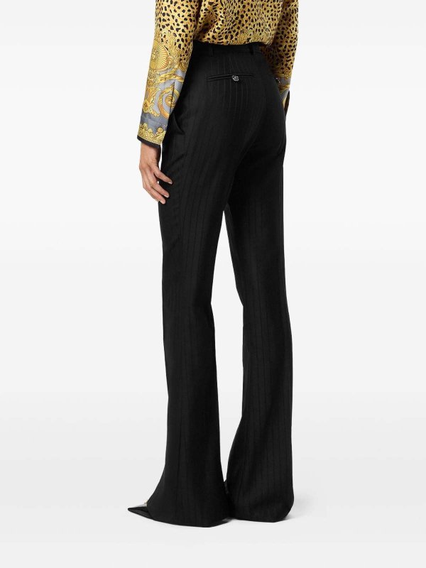 VERSACE: casual trousers online - Flared Pinstripe Trousers