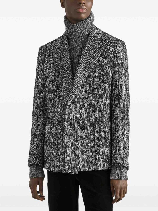 The Best Shops DOLCE & GABBANA: blazers - Double-breasted herringbone blazer