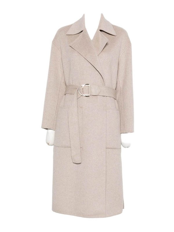Liu Jo: knee length coats - Single-breasted coat in wool blend