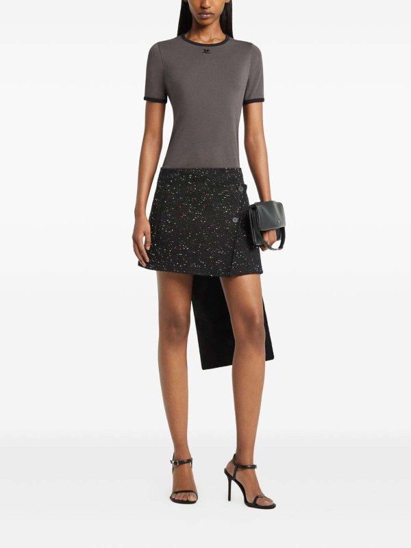 The Best Shops Courreges: t-shirts - Cotton T-Shirt With Contrasting Edge