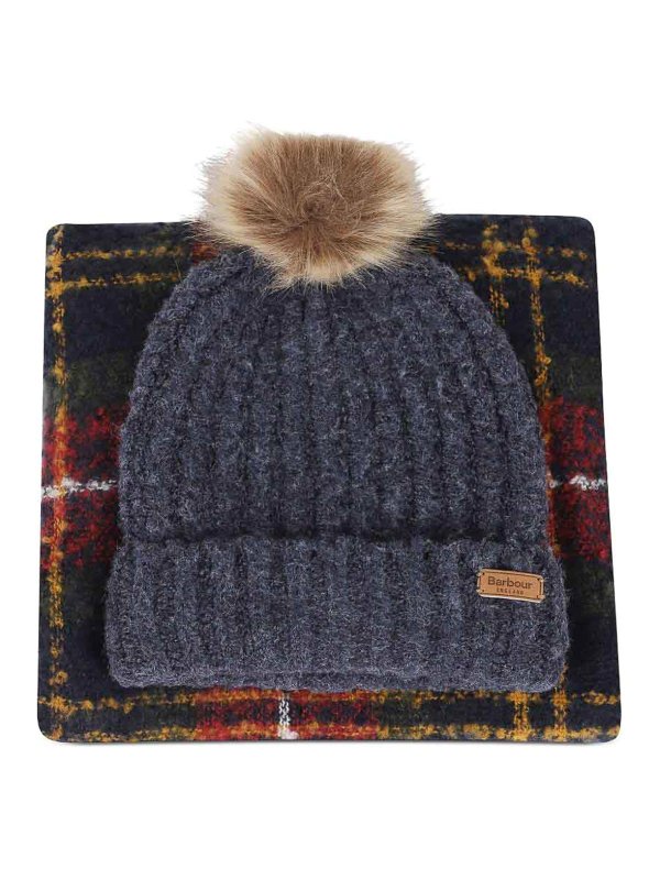 BARBOUR: totes bags - Hat And Scarf Set With Pompon