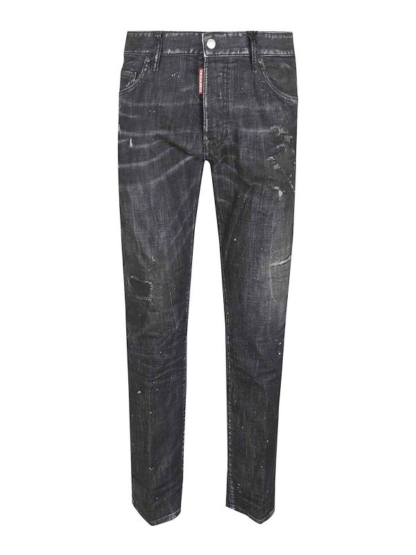 DSQUARED2: Jeans à jambe droite - Jean Droit - Noir