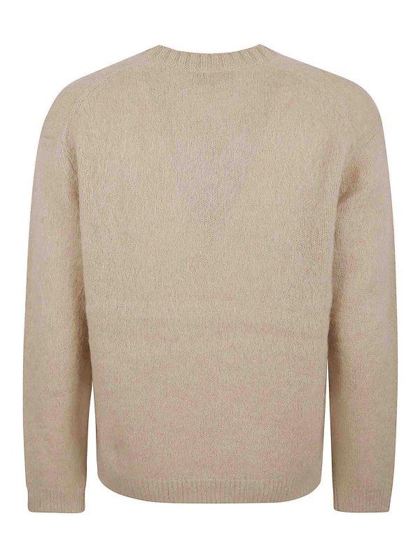 The Best Shops MAISON KITSUNÉ: Strickpullover mit Rundhalsausschnitt - Rundhalspullover - Beige