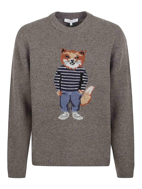 MAISON KITSUNÉ: crew necks - Dressed Fox Intarsia Wool Jumper