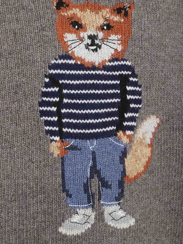 MAISON KITSUNÉ: crew necks online - Dressed Fox Intarsia Wool Jumper