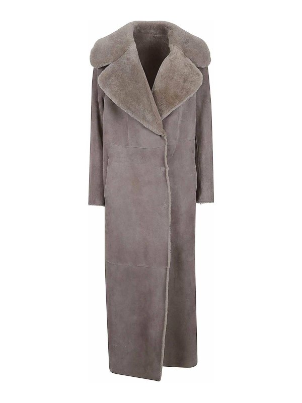 SALVATORE SANTORO: Abrigos de cuero - Abrigo De Cuero - Marrón Topo