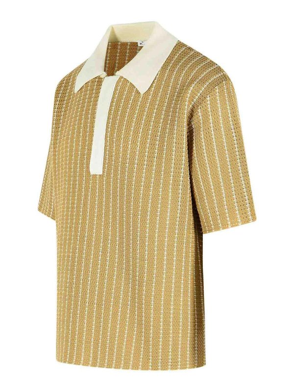 The Best Shops JIL SANDER: polo shirts - Beige Cotton Knit Polo Shirt