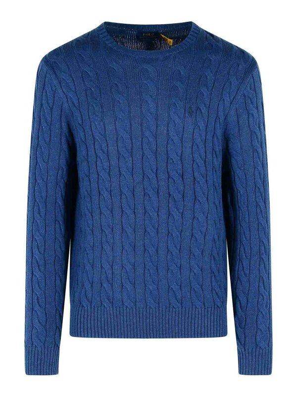POLO RALPH LAUREN: Strickpullover mit Rundhalsausschnitt - Rundhalspullover - Blau