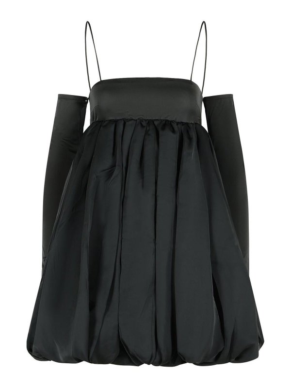 ROTATE Birger Christensen: knee length dresses - Balloon Dress In Black Polyester