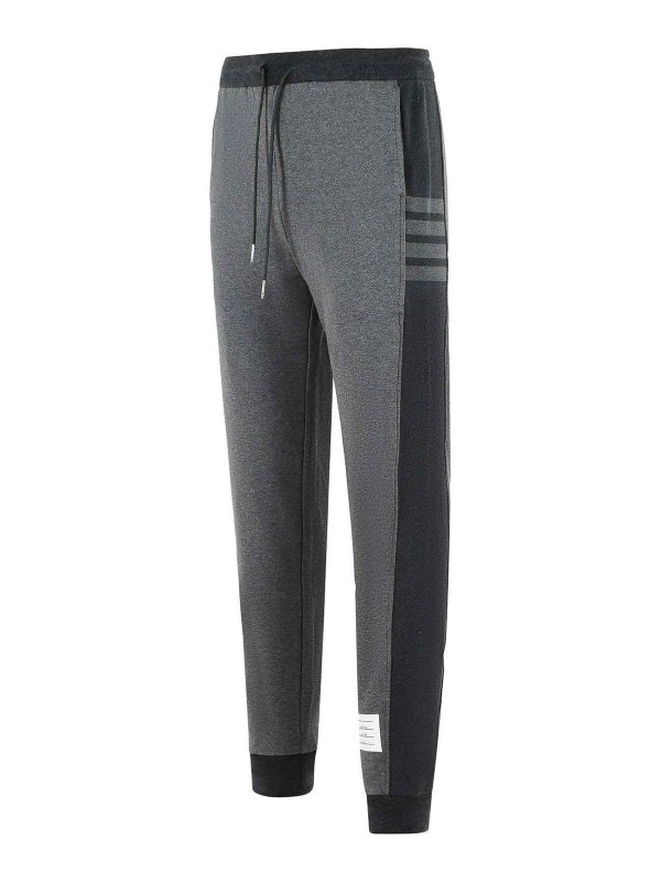 The Best Shops THOM BROWNE: pantaloni sport - Pantaloni Jogger in cotone grigio