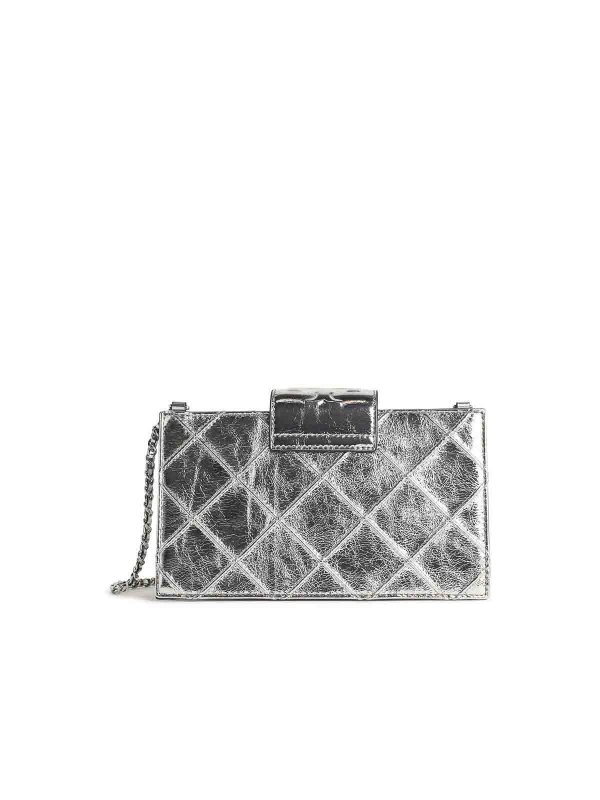 The Best Shops TORY BURCH: cross body bags - Silver Leather Crossbody Bag
