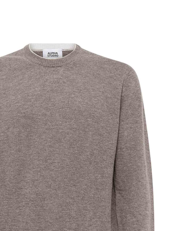 ALPHA STUDIO: Suéteres con cuello pico online - Suéter Cuello Redondo - Beis