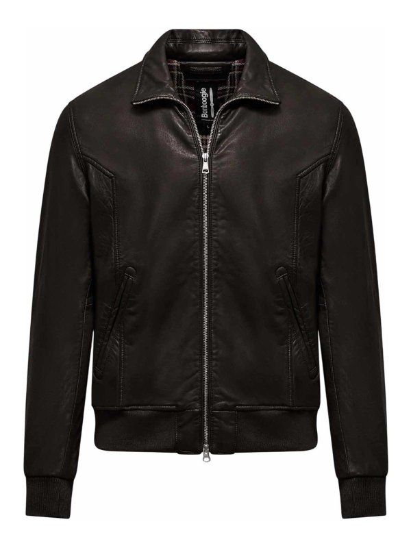 BOMBOOGIE: Chaquetas de cuero - Chaqueta De Cuero - Marrón