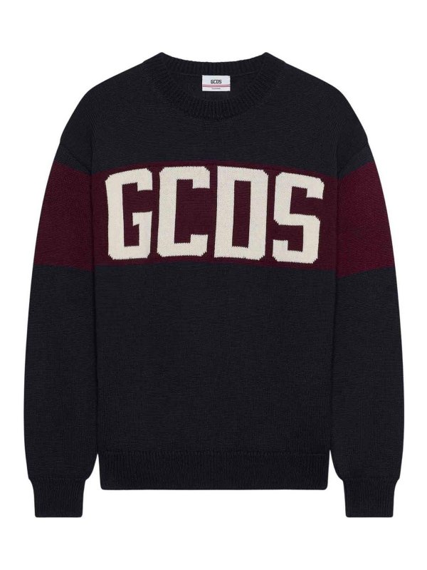 GCDS: Suéteres con cuello pico - Suéter Cuello Redondo - Azul