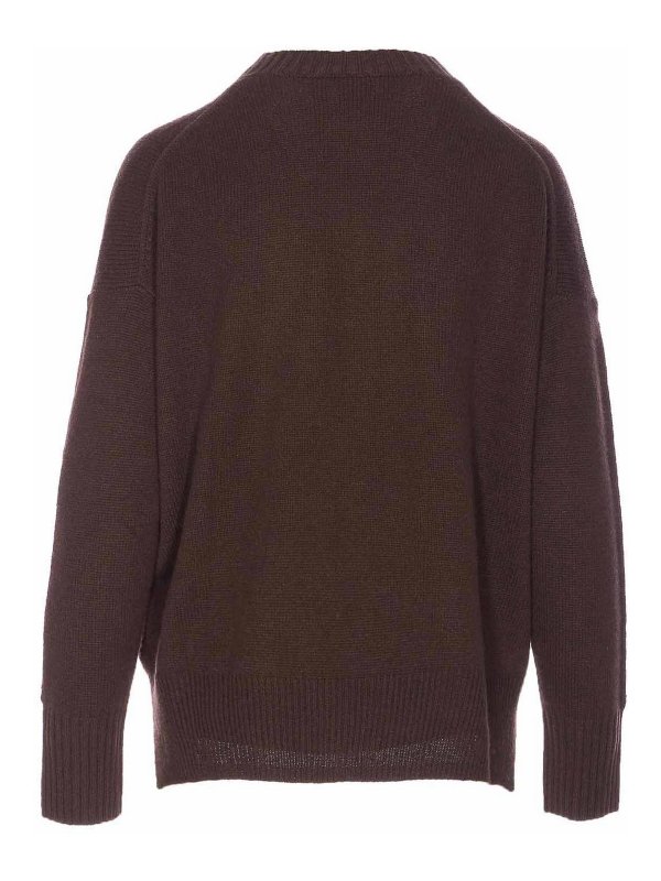 ALLUDE: Strickpullover mit Rundhalsausschnitt online - Rundhalspullover - Braun