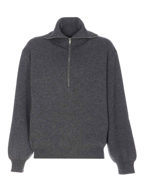 BALENCIAGA: Suéteres con cuello pico - Suéter Cuello Redondo - Gris