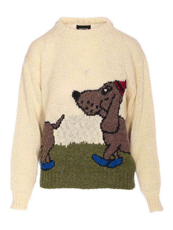 HOWLIN: Strickpullover mit Rundhalsausschnitt - Rundhalspullover - Weiß