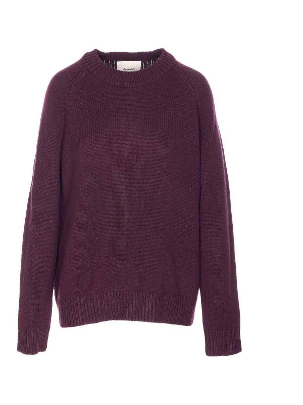 LISA YANG: Strickpullover mit Rundhalsausschnitt - Rundhalspullover - Lila