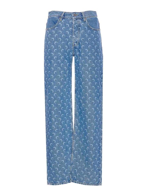 MARINE SERRE: Straight Leg Jeans - Straight Leg Jeans - Blau