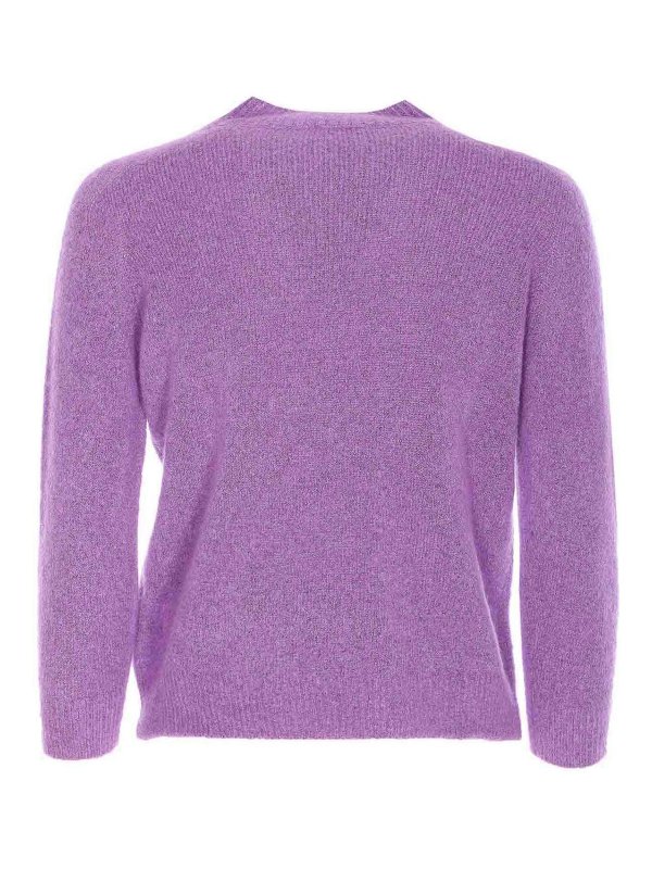 ROBERTO COLLINA: Strickpullover mit Rundhalsausschnitt online - Rundhalspullover - Lila